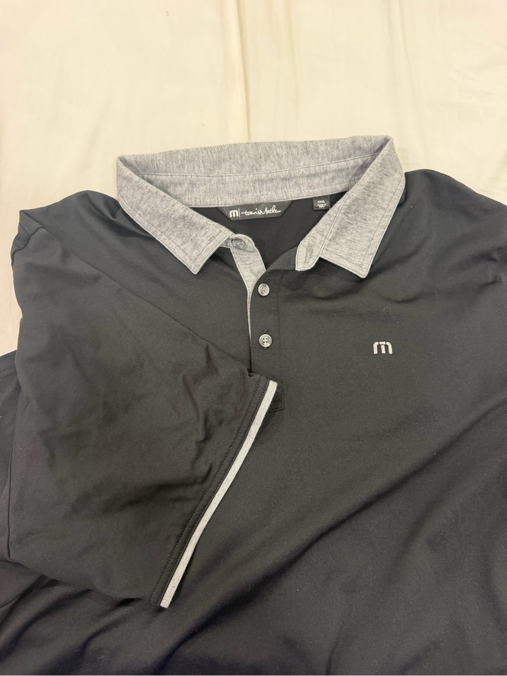 Travis Mathew Black Polo with Gray Contrast Collar